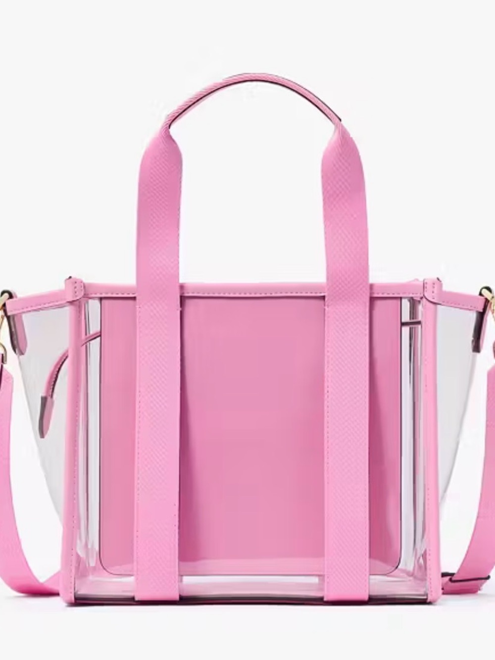 Kate Spade Pink Clear Tote Kip Small Tote with Matching Pink Pouch - NWT - Picture 3 of 5